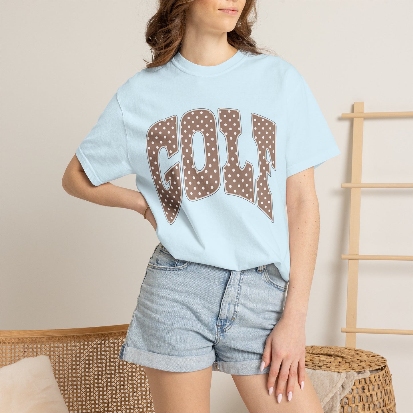 MD Vintage Polka Dot 'GOLF' Tee — Garment-Dyed Cotton T-Shirt