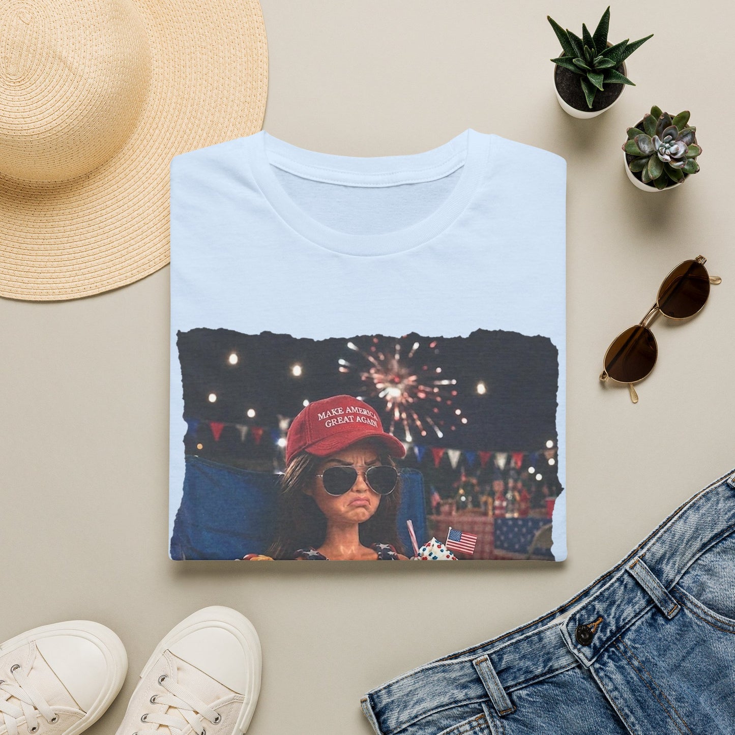 Patriotic Kid Photo T-Shirt - 'USA' Sparkler Celebration Design