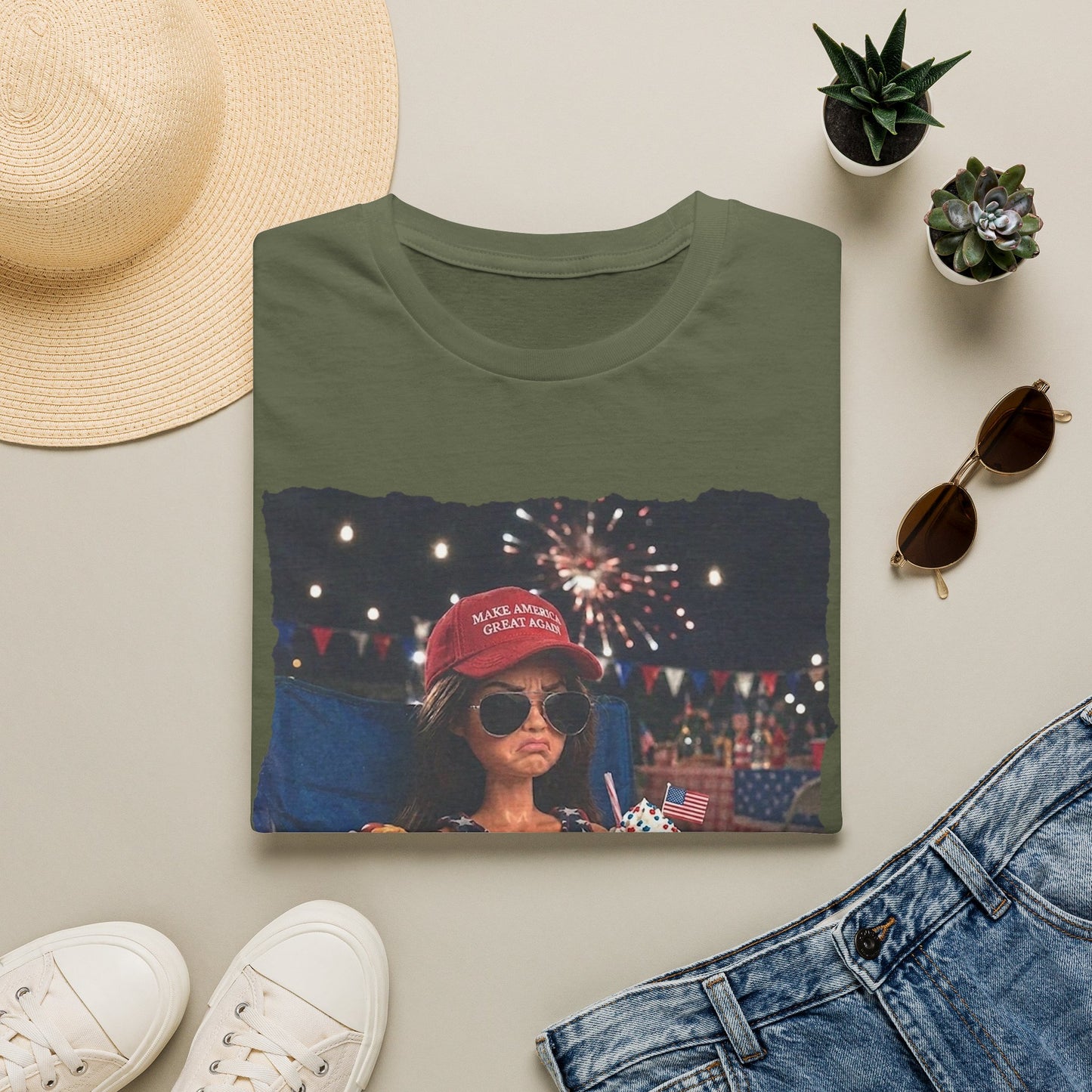 Patriotic Kid Photo T-Shirt - 'USA' Sparkler Celebration Design