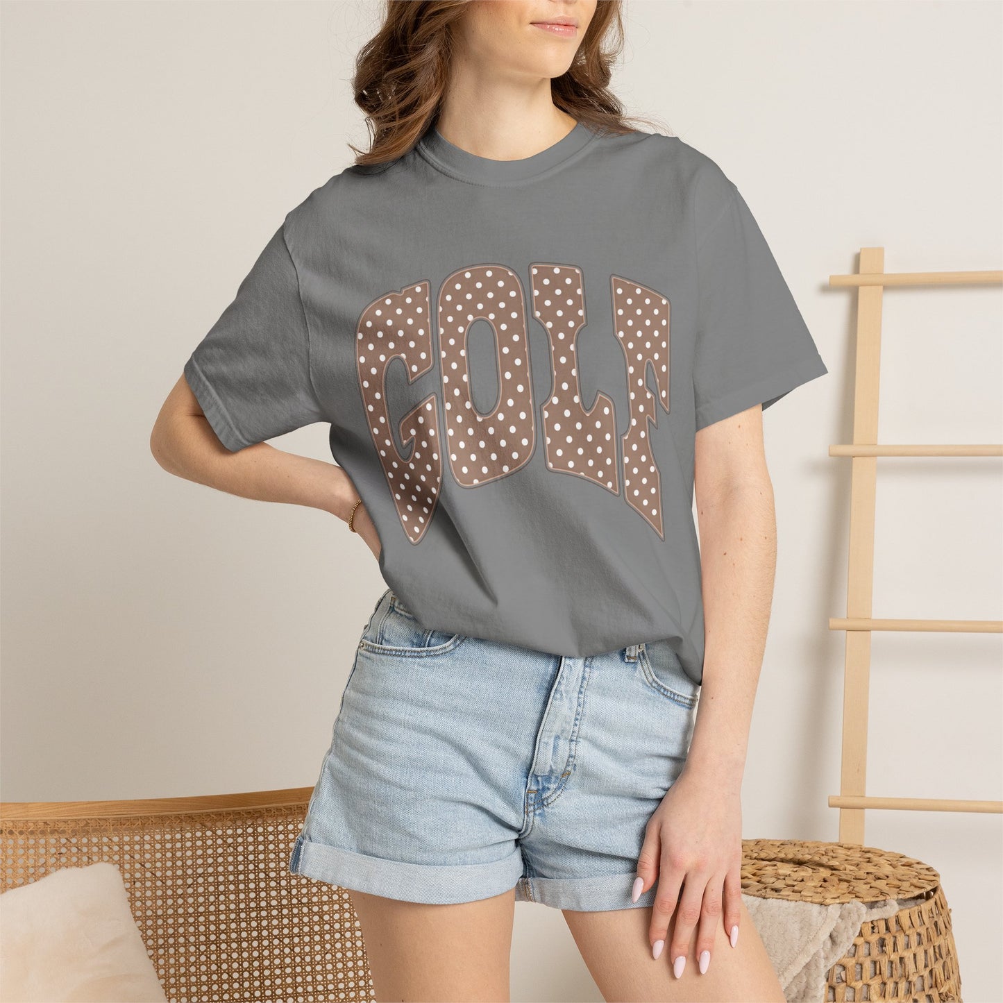 MD Vintage Polka Dot 'GOLF' Tee — Garment-Dyed Cotton T-Shirt