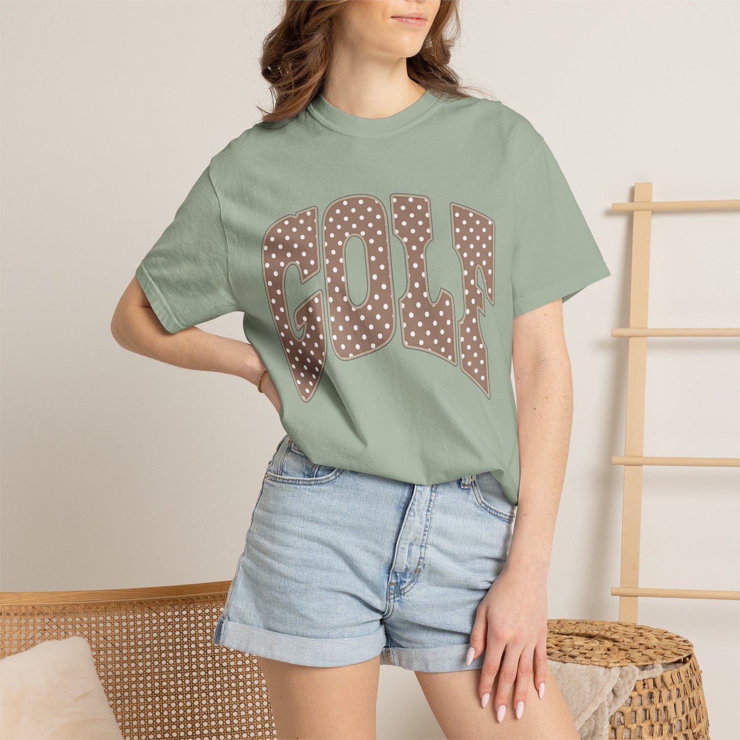 MD Vintage Polka Dot 'GOLF' Tee — Garment-Dyed Cotton T-Shirt