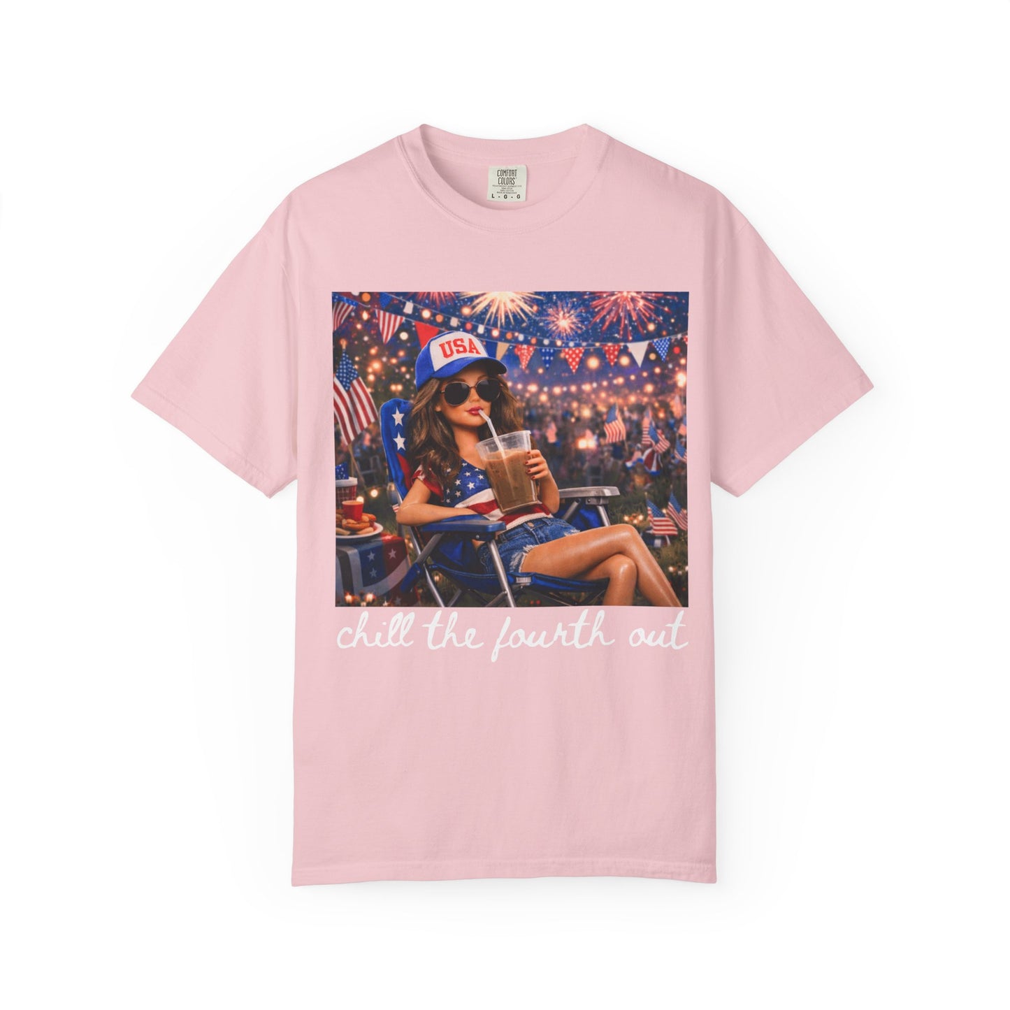 Patriotic Summer Chill T-Shirt — USA 4th of July Beach Party Graphic