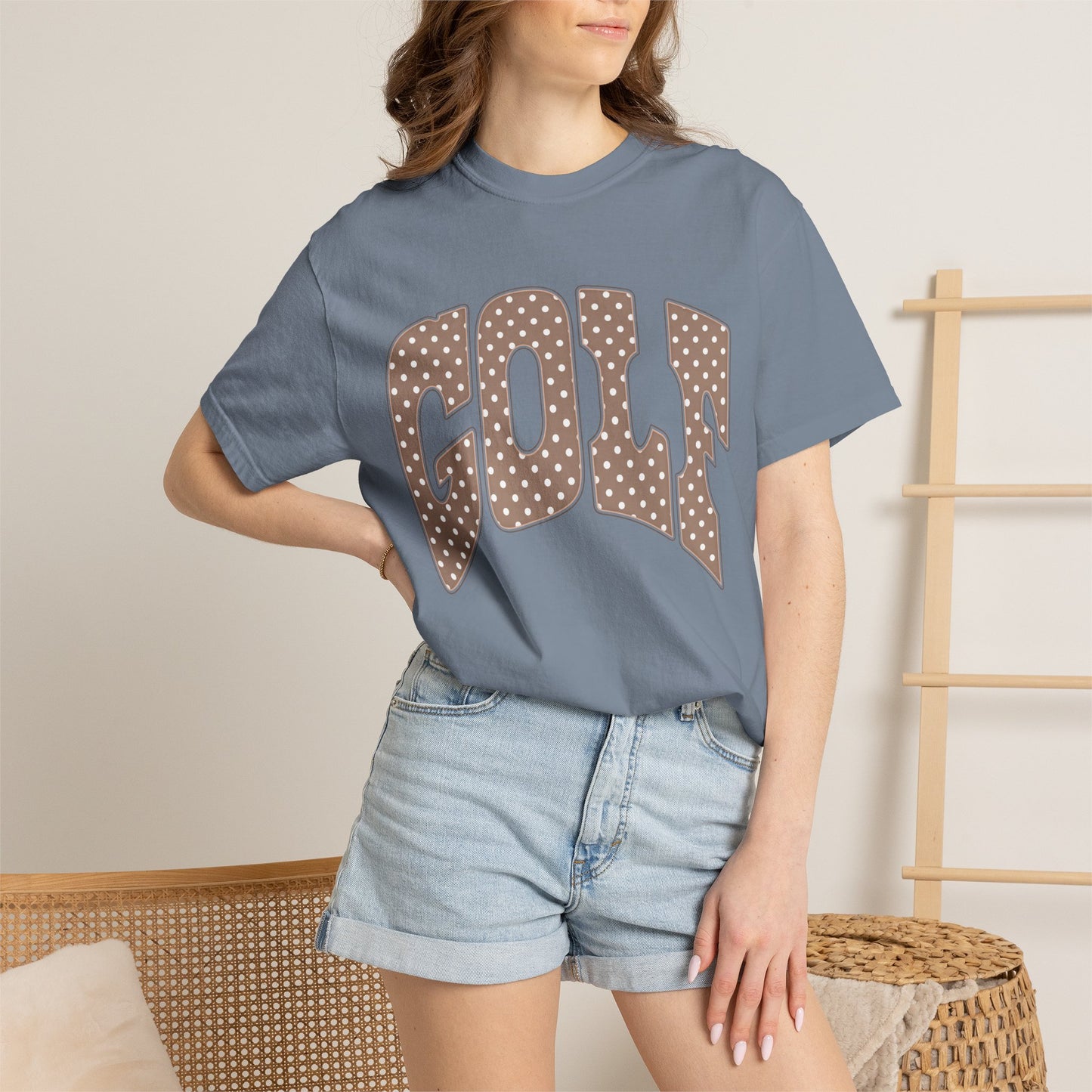 MD Vintage Polka Dot 'GOLF' Tee — Garment-Dyed Cotton T-Shirt