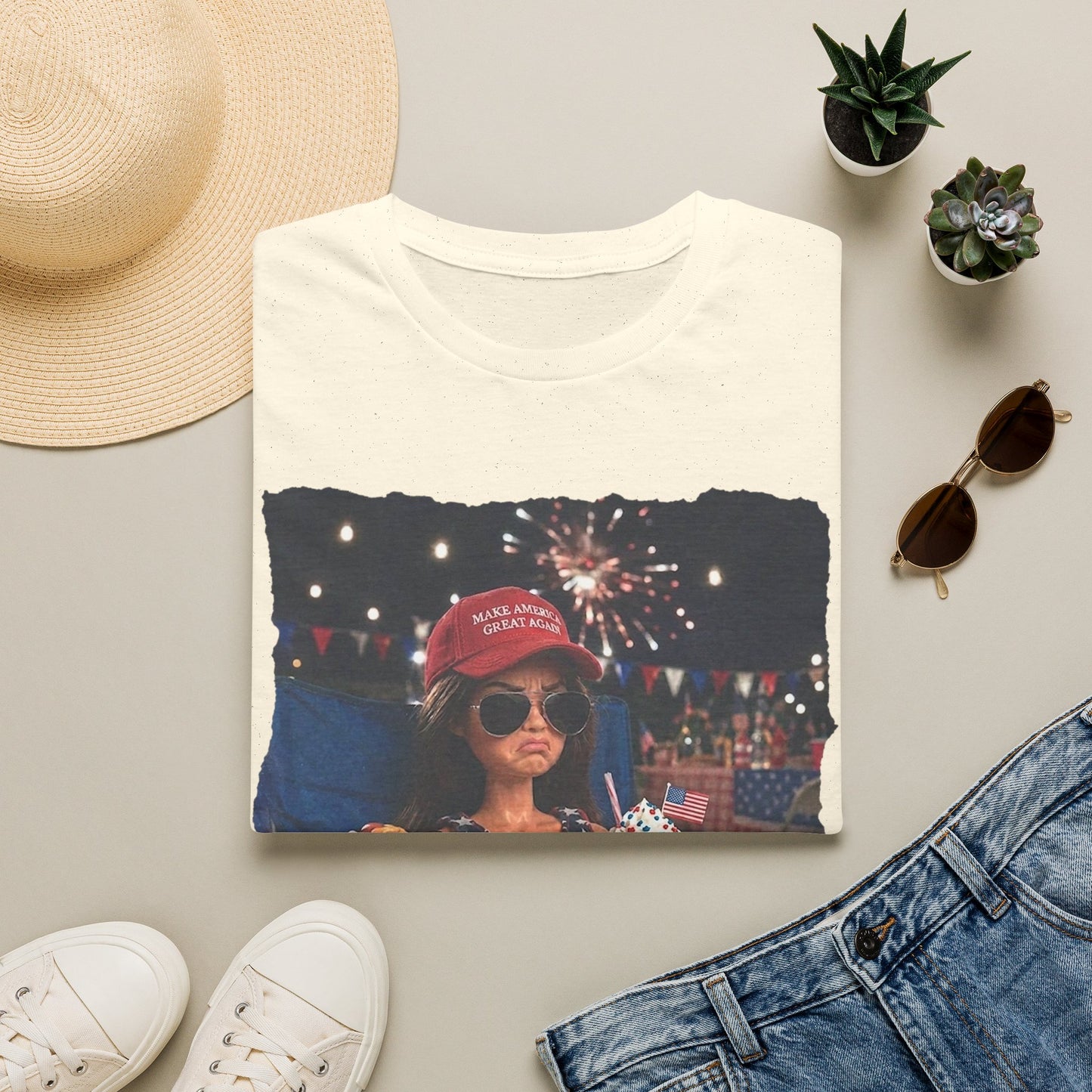Patriotic Kid Photo T-Shirt - 'USA' Sparkler Celebration Design