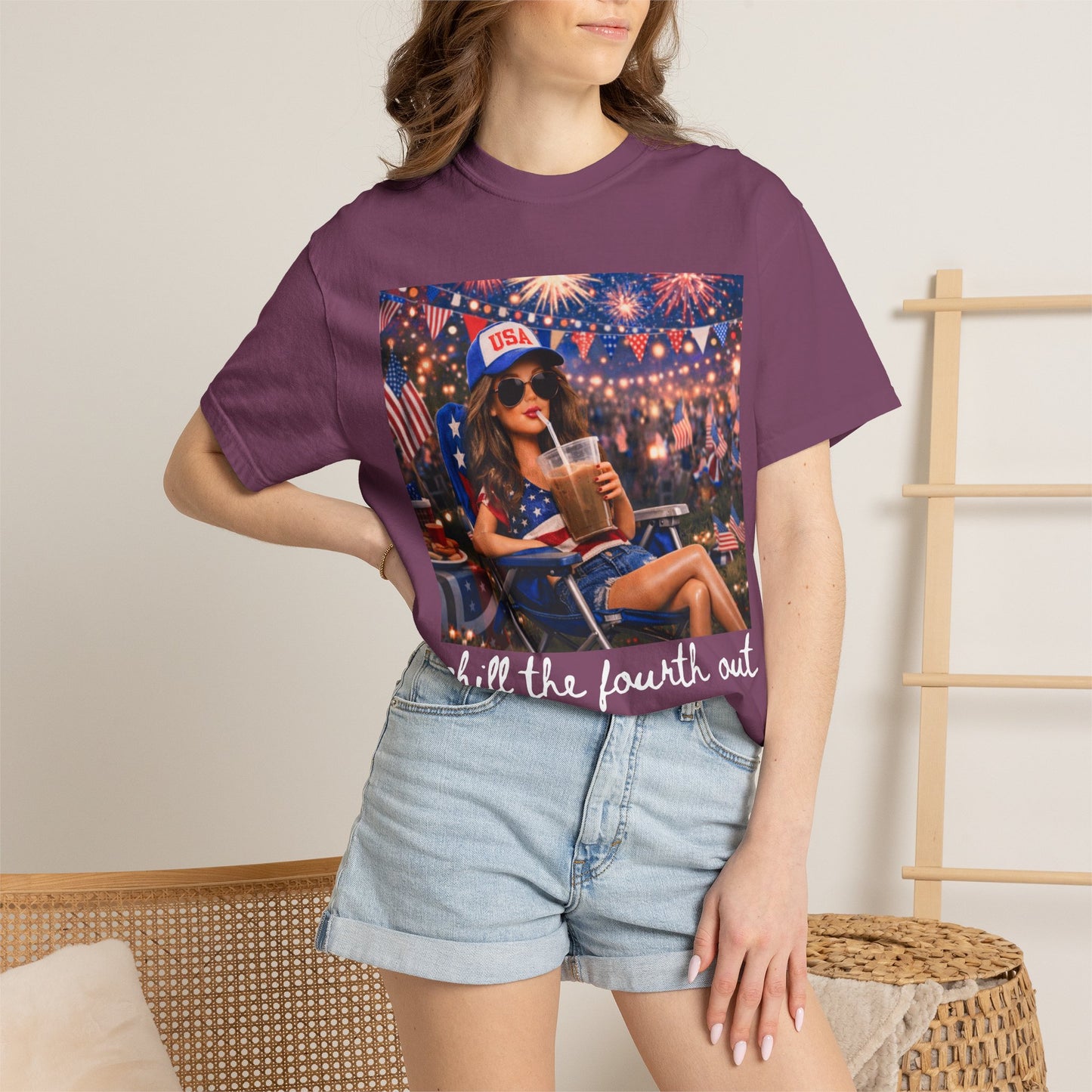 Patriotic Summer Chill T-Shirt — USA 4th of July Beach Party Graphic