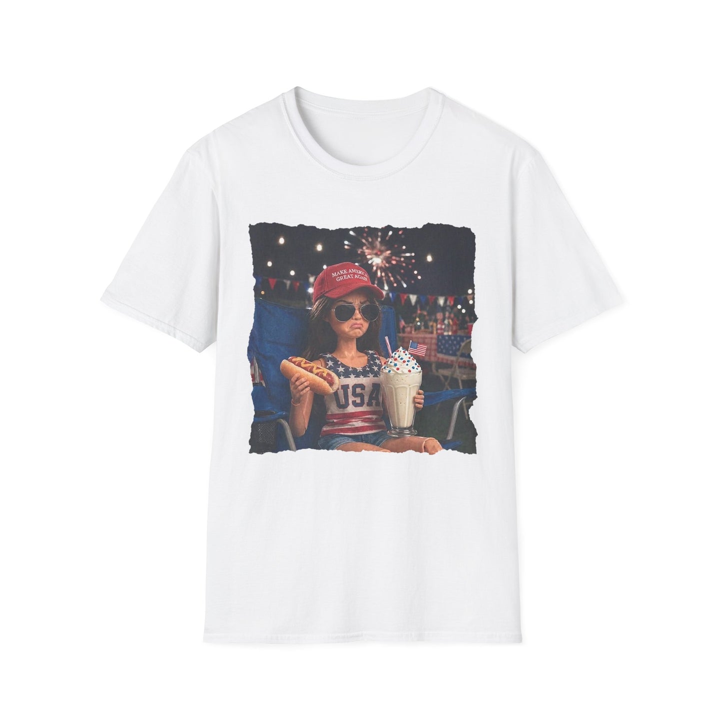 Patriotic Kid Photo T-Shirt - 'USA' Sparkler Celebration Design