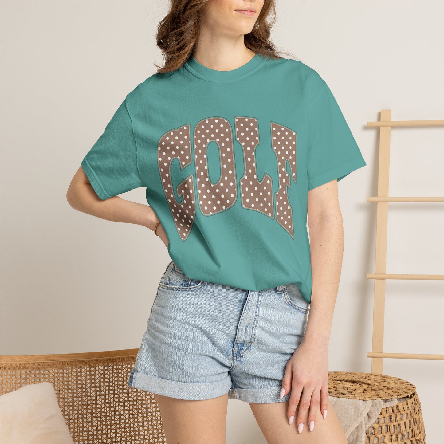 MD Vintage Polka Dot 'GOLF' Tee — Garment-Dyed Cotton T-Shirt