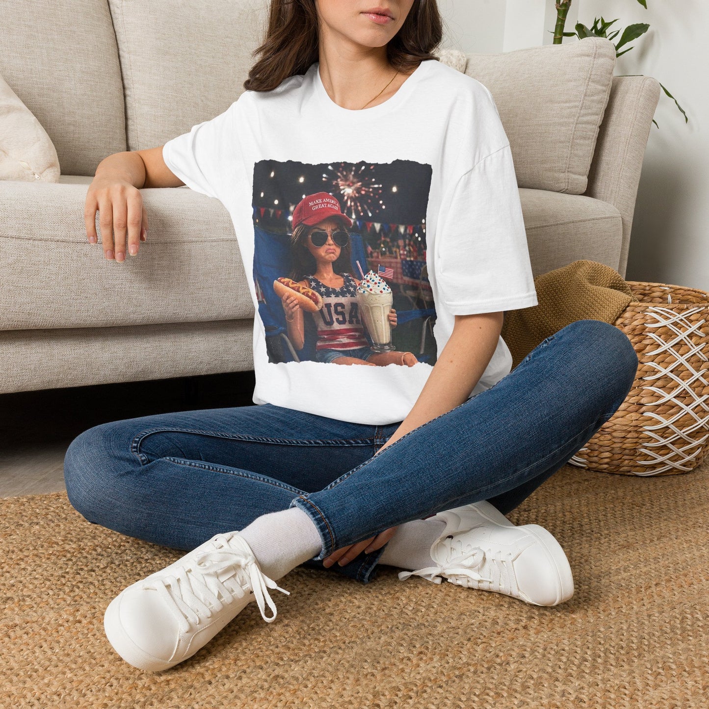 Patriotic Kid Photo T-Shirt - 'USA' Sparkler Celebration Design