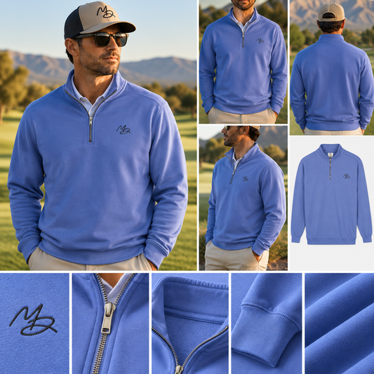 Embroidered Minimalist Quarter-Zip Sweatshirt