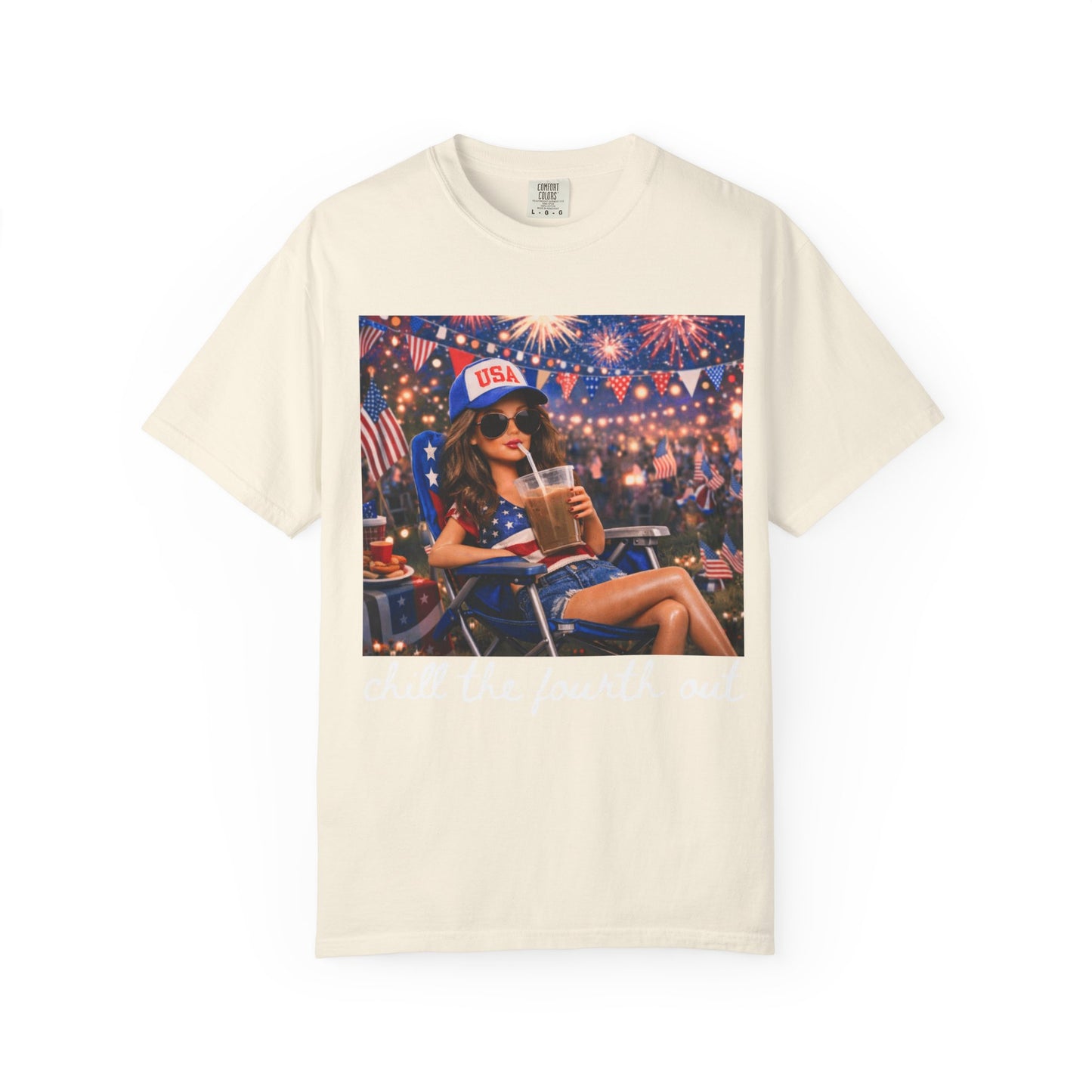 Patriotic Summer Chill T-Shirt — USA 4th of July Beach Party Graphic