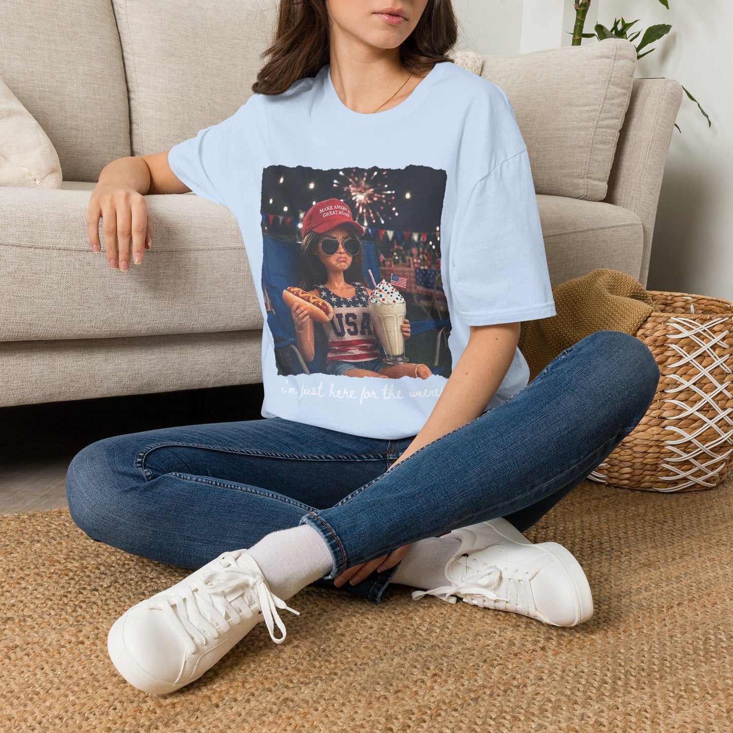 Patriotic Kid Photo T-Shirt - 'USA' Sparkler Celebration Design