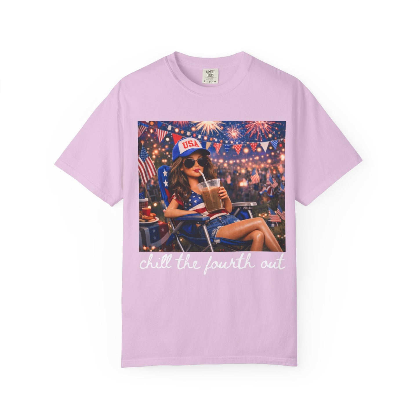 Patriotic Summer Chill T-Shirt — USA 4th of July Beach Party Graphic