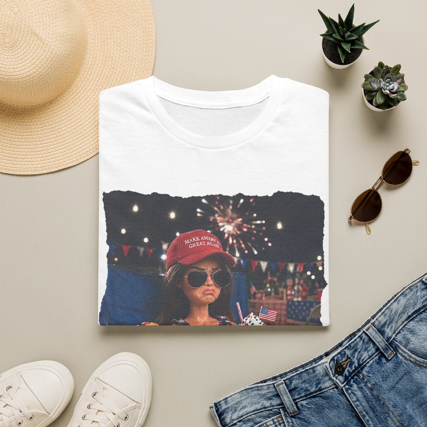 Patriotic Kid Photo T-Shirt - 'USA' Sparkler Celebration Design