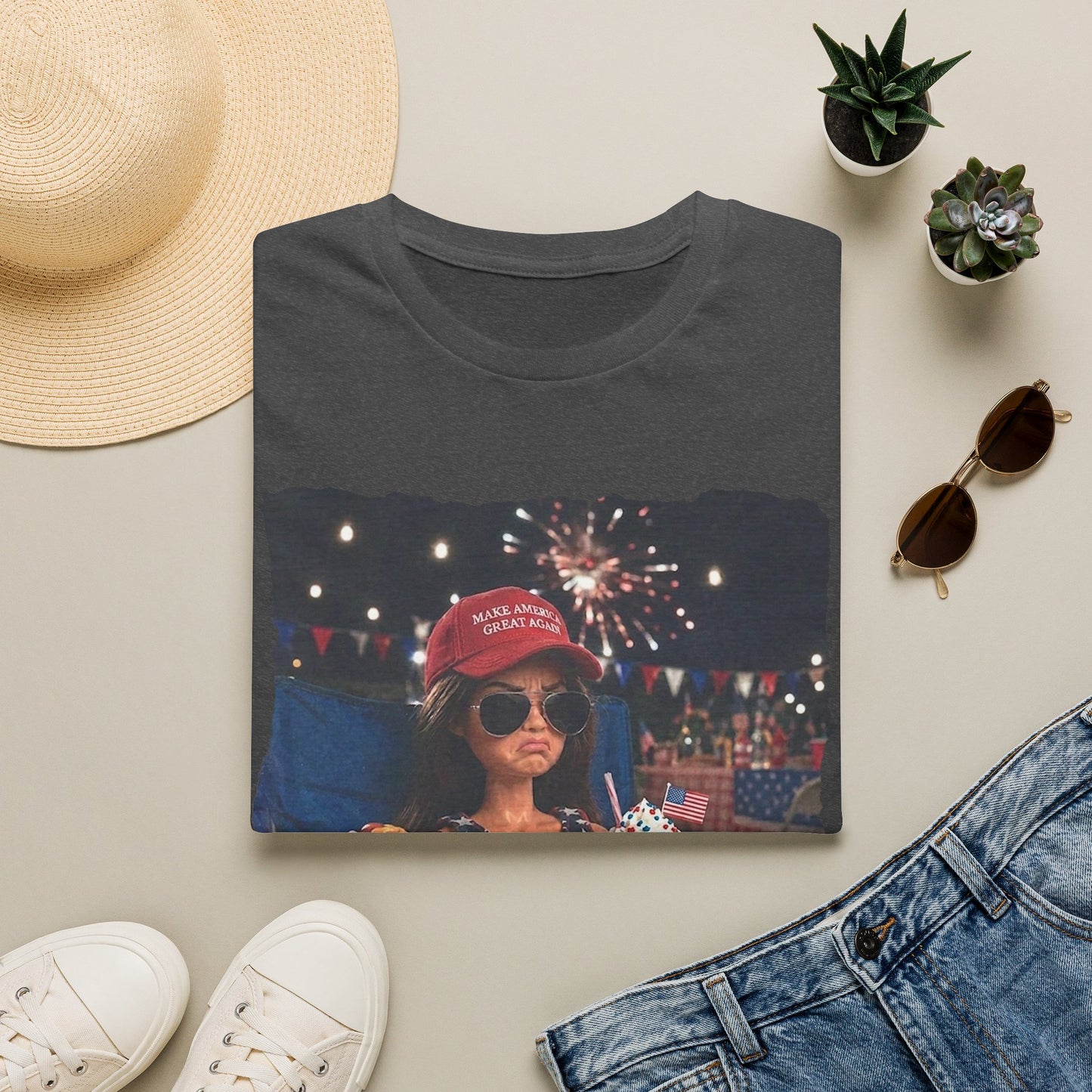 Patriotic Kid Photo T-Shirt - 'USA' Sparkler Celebration Design