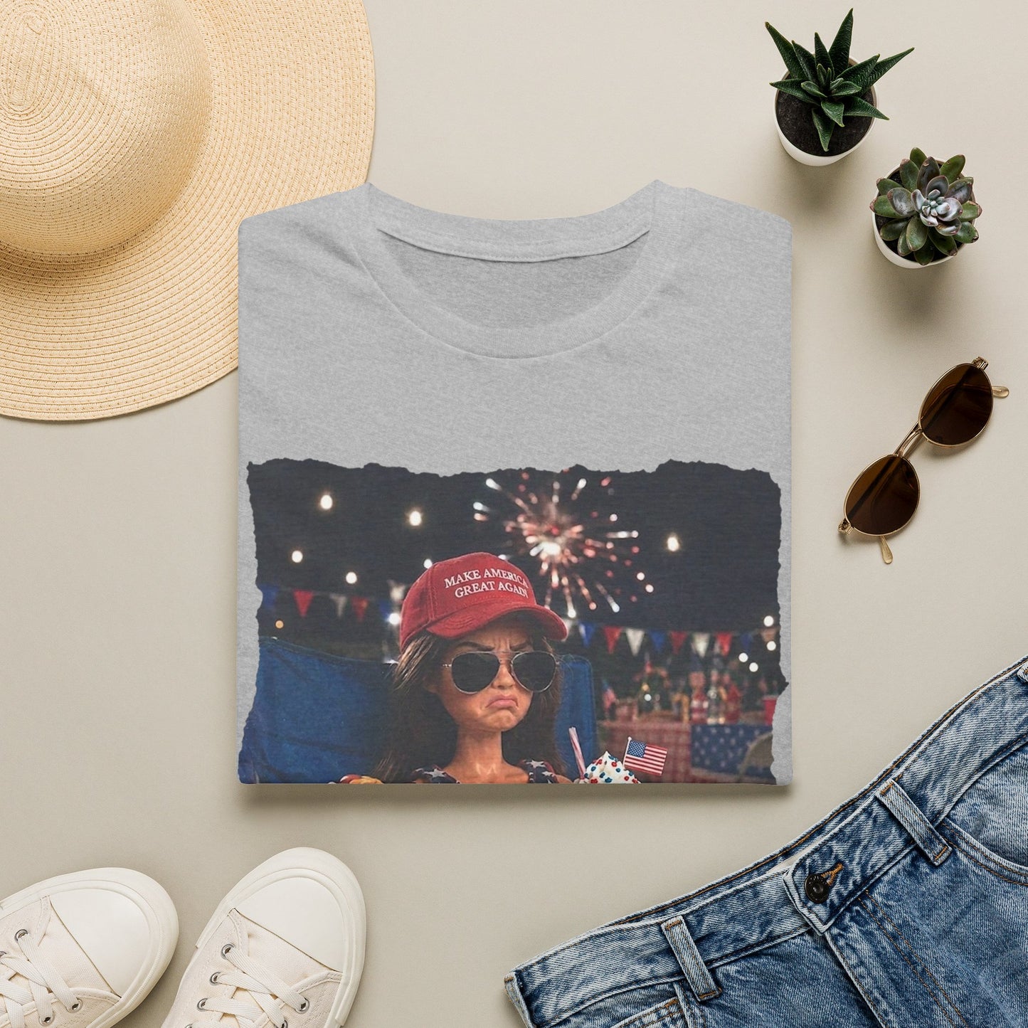 Patriotic Kid Photo T-Shirt - 'USA' Sparkler Celebration Design