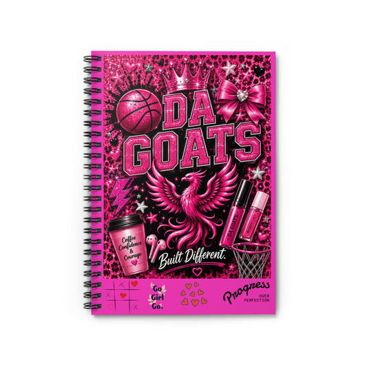 DA GOATS Pink Basketball Notebook — Spiral Ruled Journal for Players & Fans