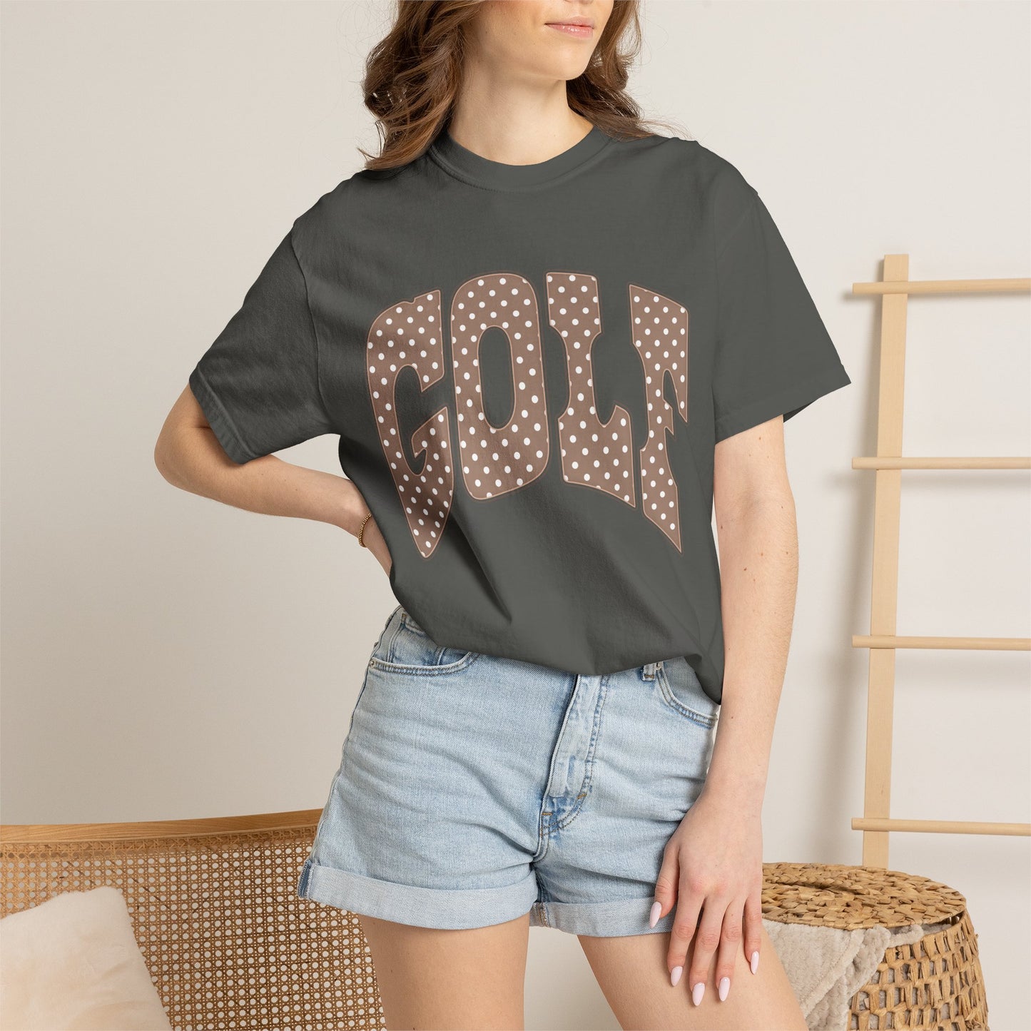 MD Vintage Polka Dot 'GOLF' Tee — Garment-Dyed Cotton T-Shirt
