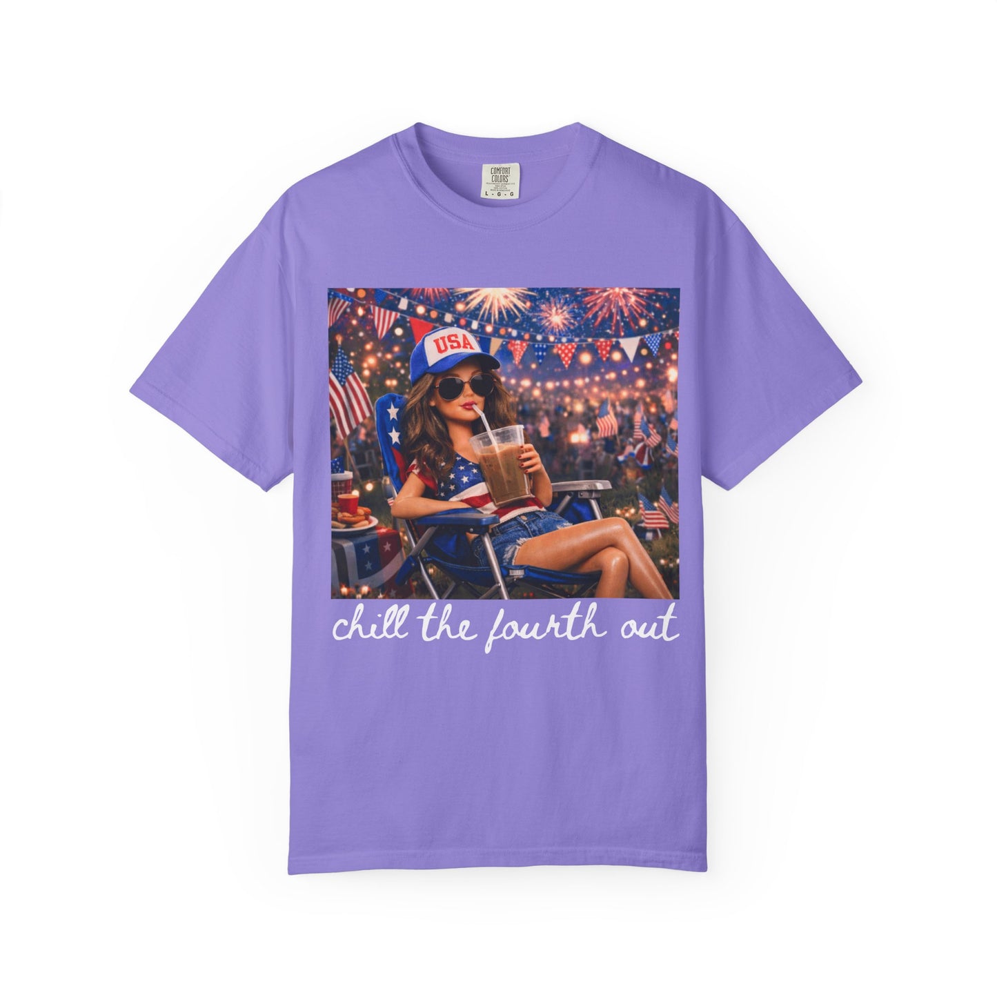 Patriotic Summer Chill T-Shirt — USA 4th of July Beach Party Graphic