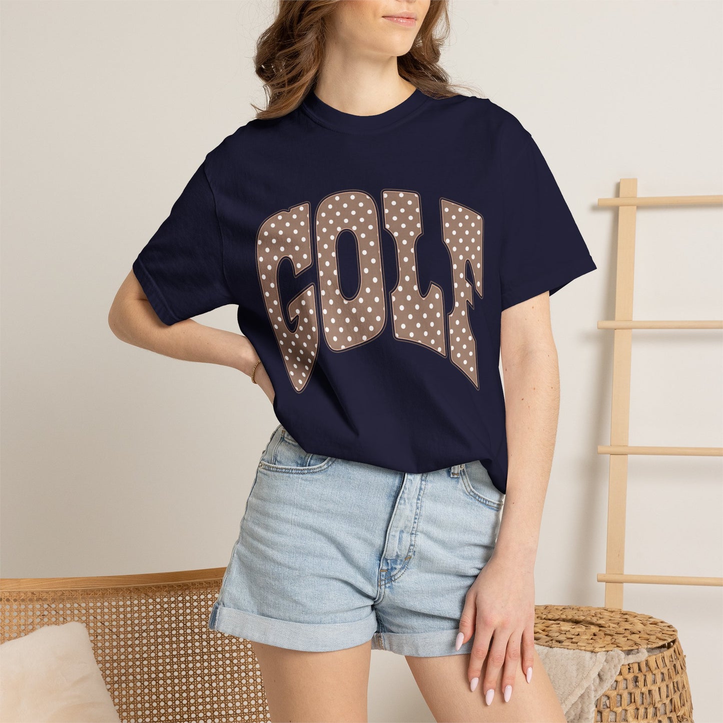 MD Vintage Polka Dot 'GOLF' Tee — Garment-Dyed Cotton T-Shirt