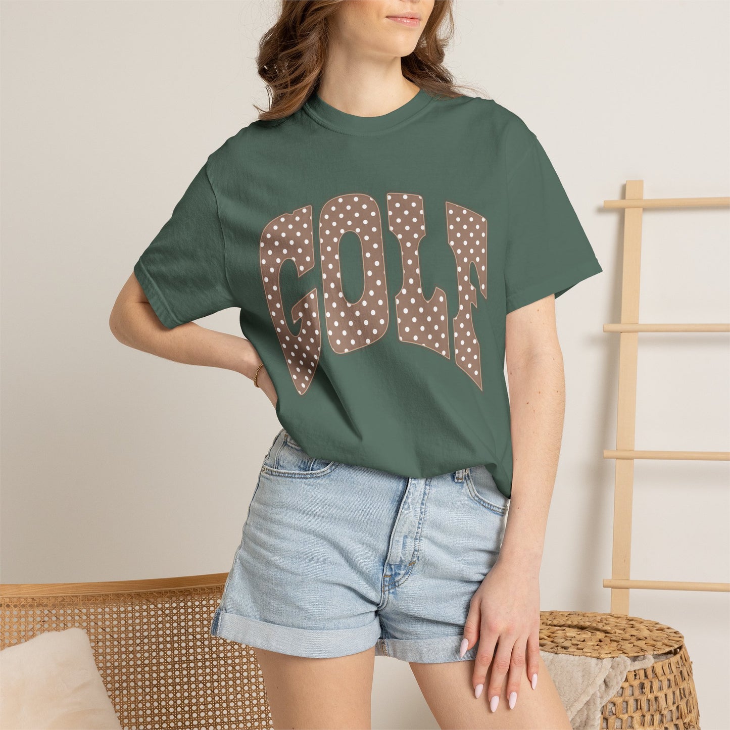 MD Vintage Polka Dot 'GOLF' Tee — Garment-Dyed Cotton T-Shirt