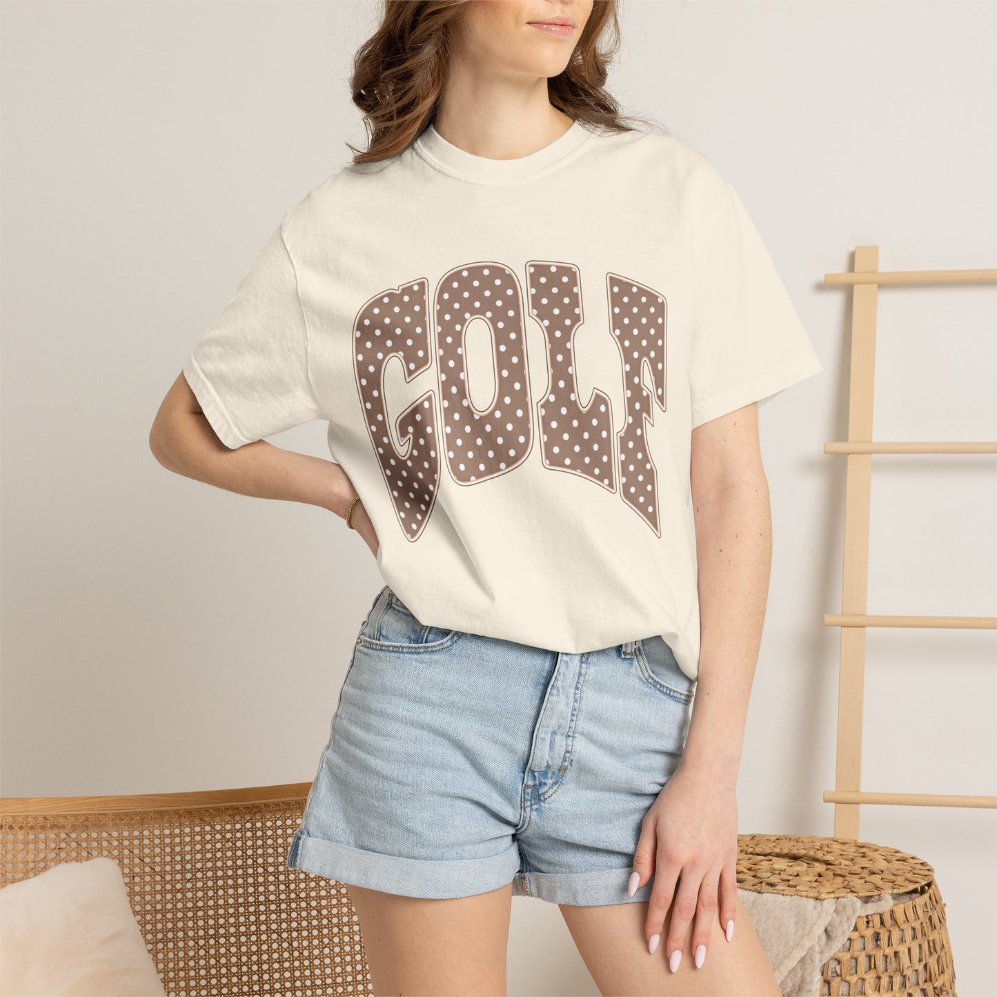 MD Vintage Polka Dot 'GOLF' Tee — Garment-Dyed Cotton T-Shirt