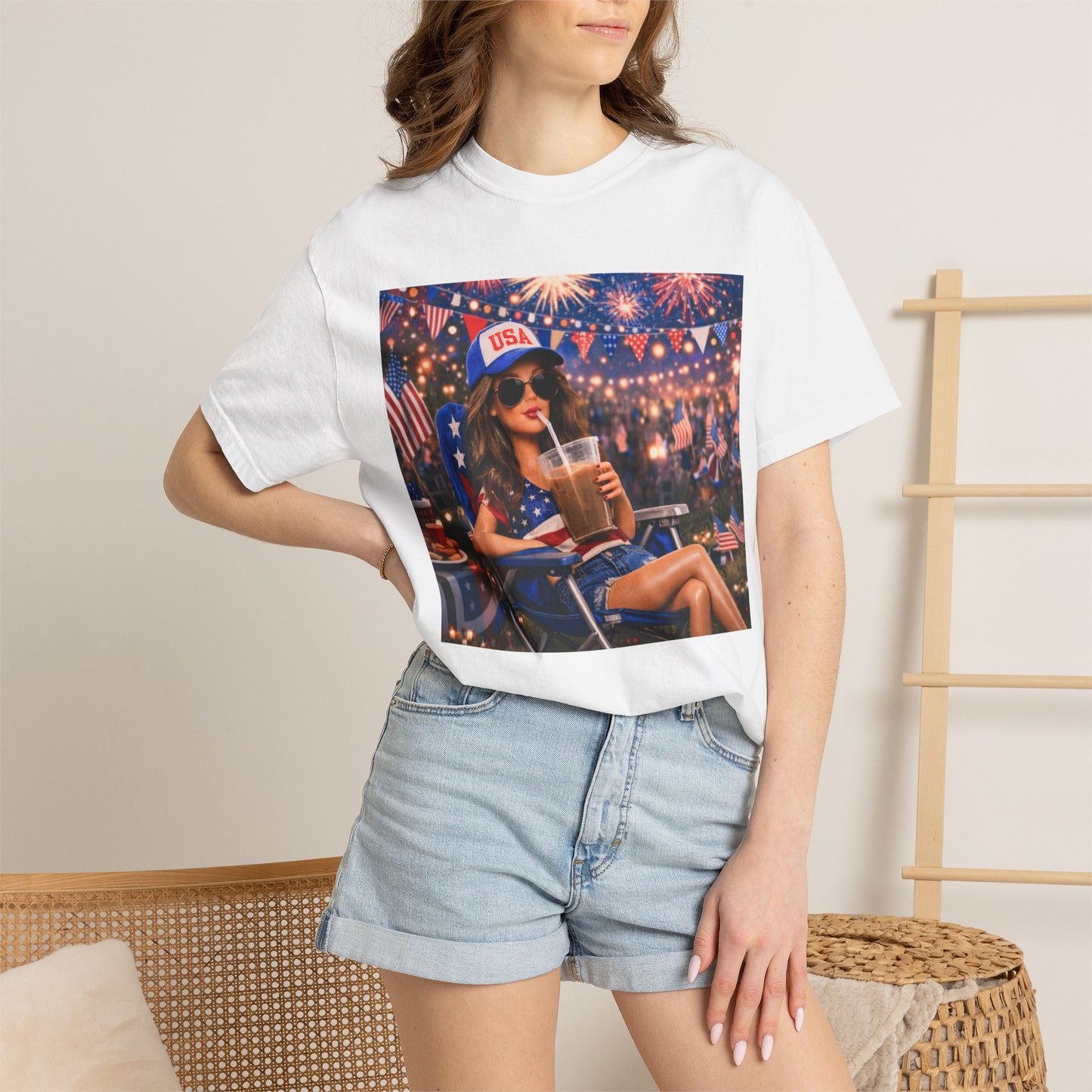 Patriotic Summer Chill T-Shirt — USA 4th of July Beach Party Graphic