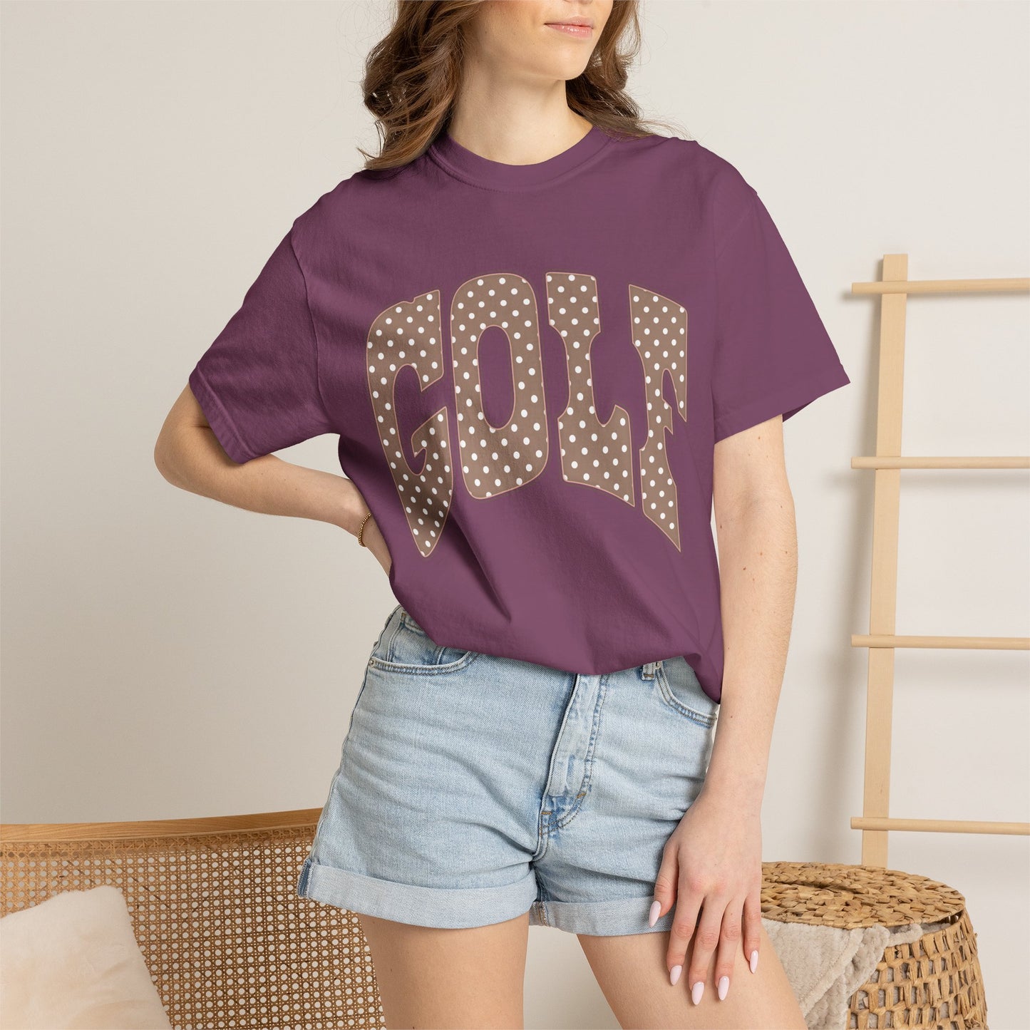 MD Vintage Polka Dot 'GOLF' Tee — Garment-Dyed Cotton T-Shirt