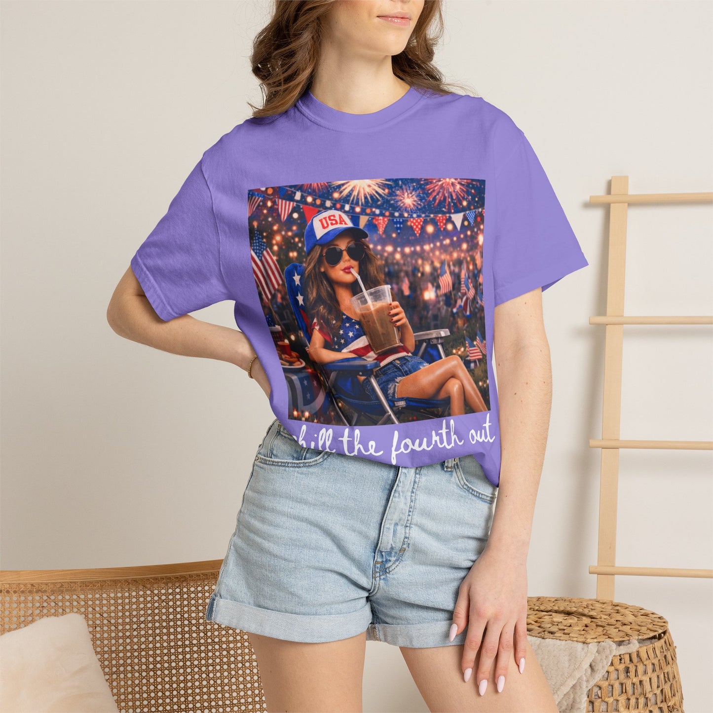 Patriotic Summer Chill T-Shirt — USA 4th of July Beach Party Graphic