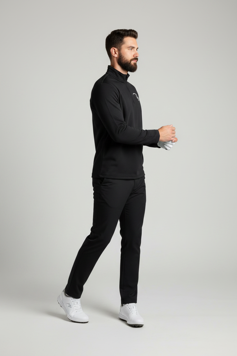 Men's Golf Quarter-Zip Pullover - Model Side View